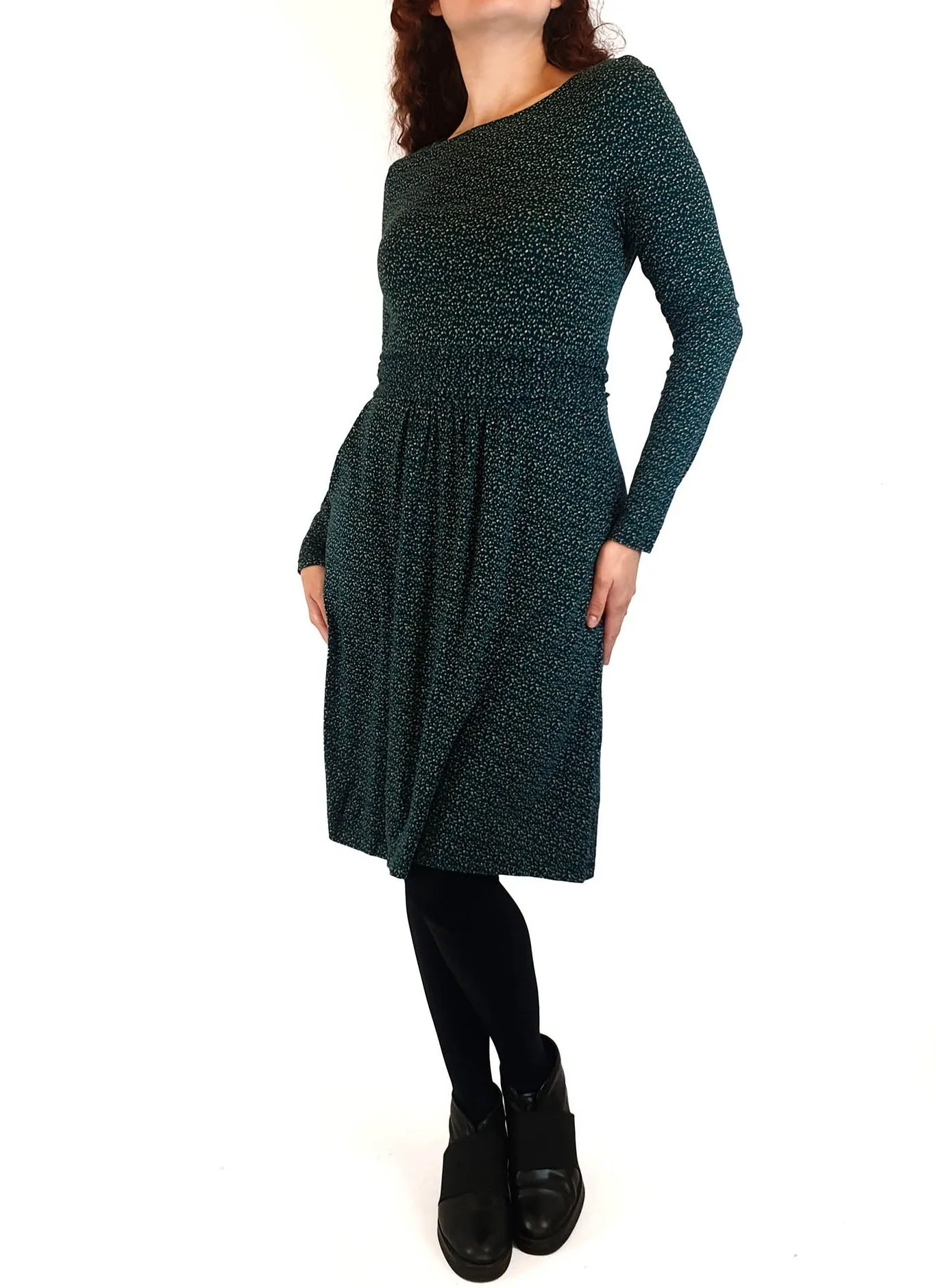 Boden green fleck style print long sleeve dress size UK 10
