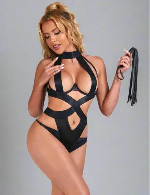 Bondage Black Sexy Harness Halter Bodysuit by Scandals