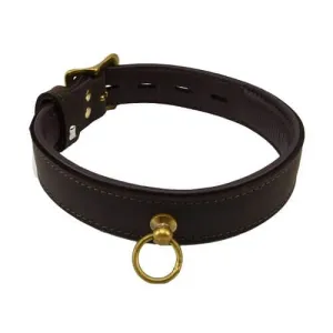Bondage Collar with Lockable ‘O’ Ring in Nubuck Leather
