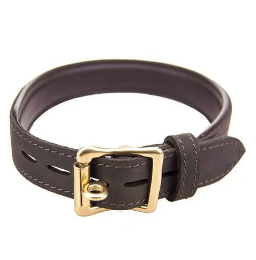Bondage Collar with Lockable ‘O’ Ring in Nubuck Leather