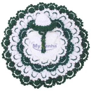 Bottle Green & White designer dress for Laddu Gopal Ji