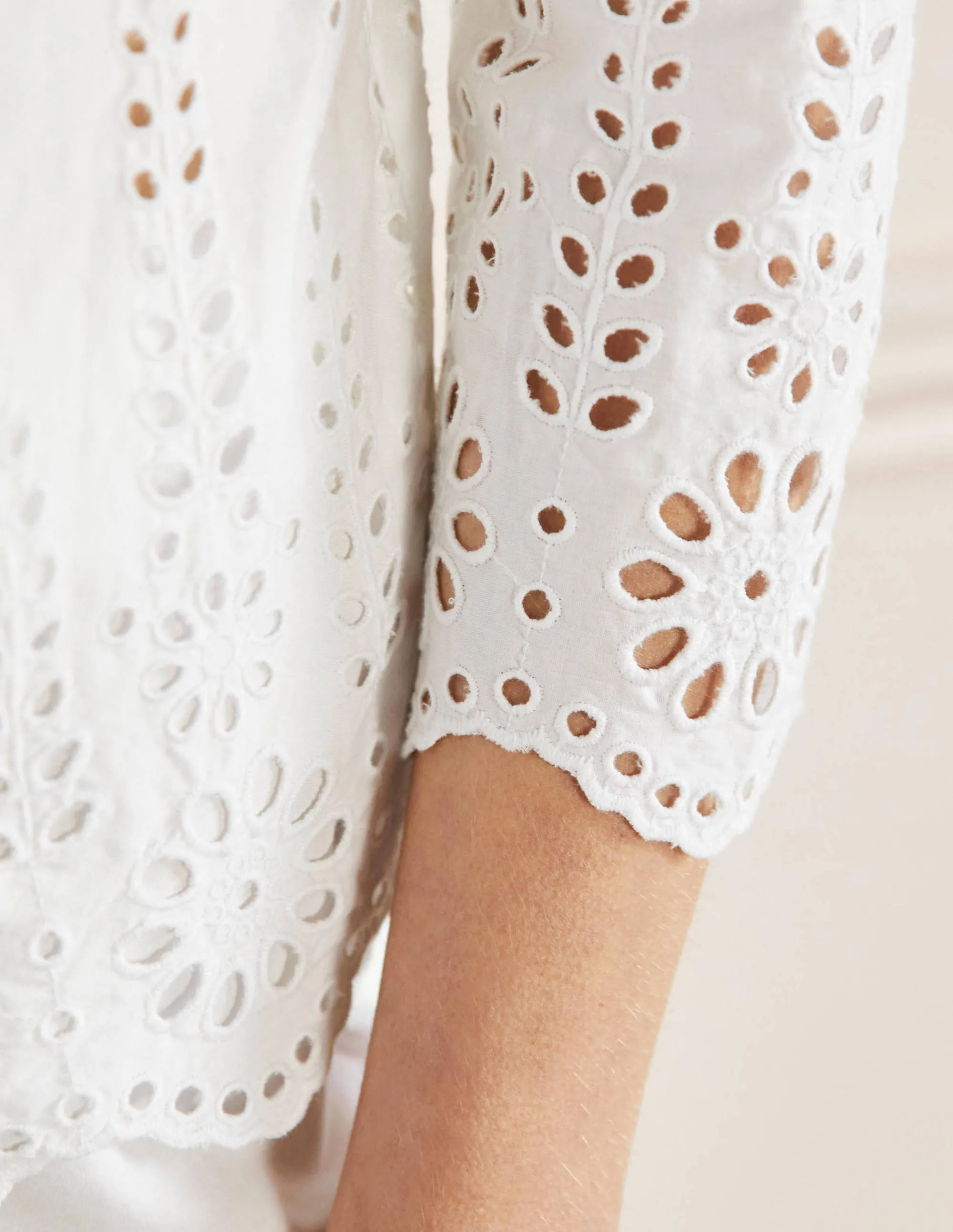 Broderie Pyjama Set-White
