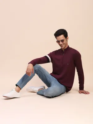 Camla Barcelona Zipped Mock Neck Purple Sweater