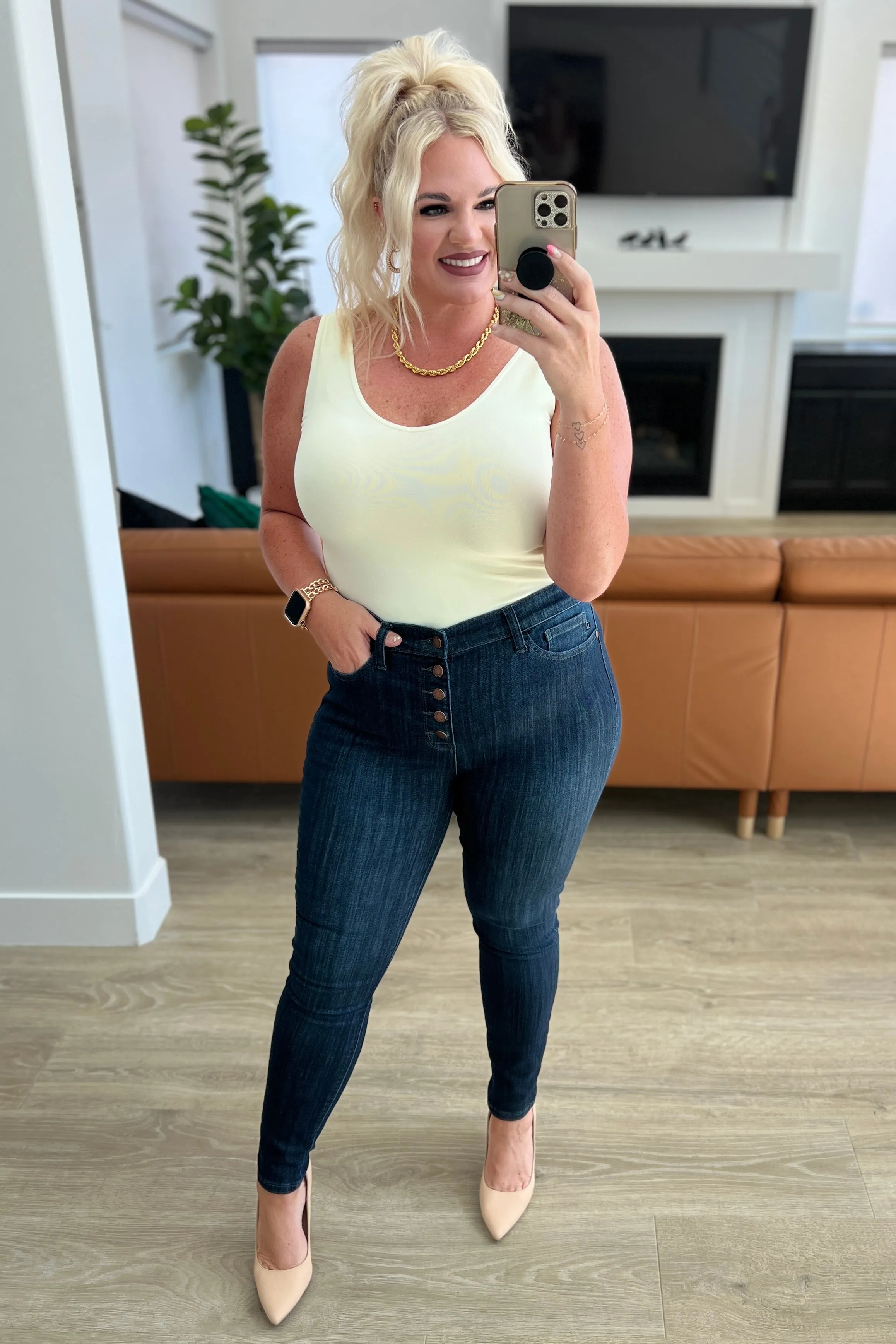 Celecia High Waist Hand Sanded Resin Skinny Jeans by Judy Blue