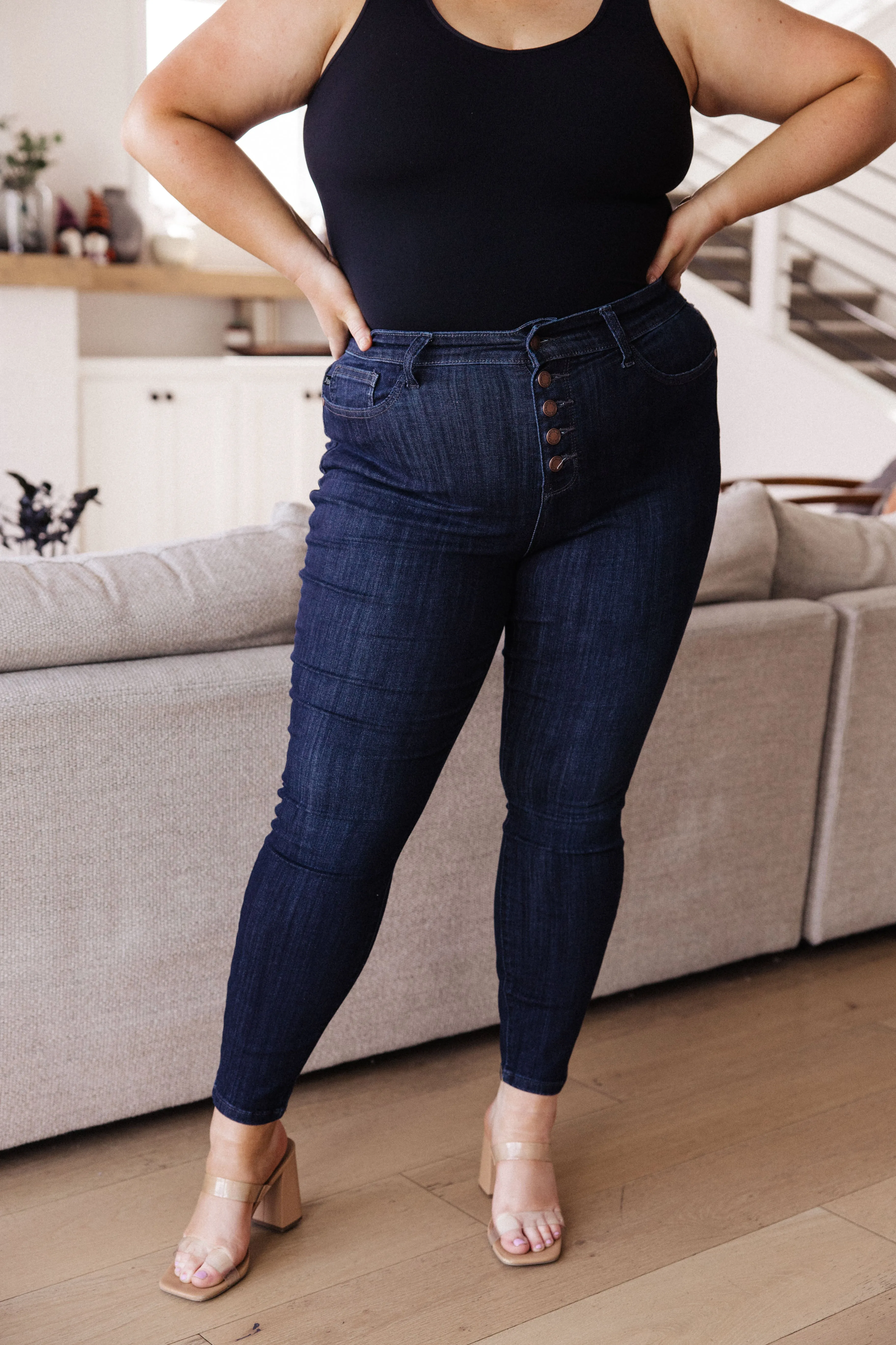 Celecia High Waist Hand Sanded Resin Skinny Jeans by Judy Blue