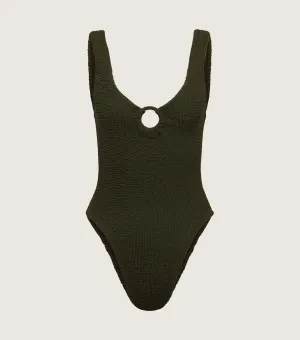 Celine Swim With Tonal Hoops - Metallic Khaki