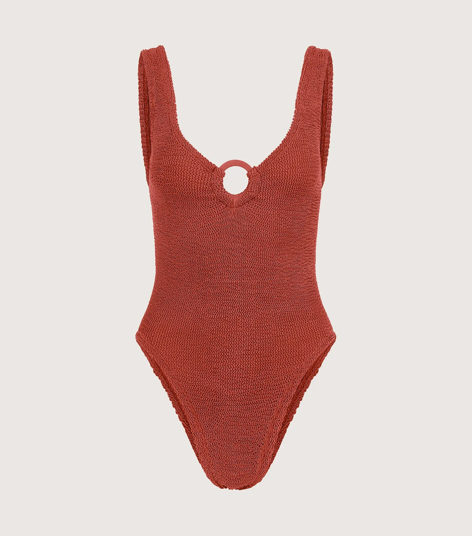 Celine Swim With Tonal Hoops - Metallic Rosewood