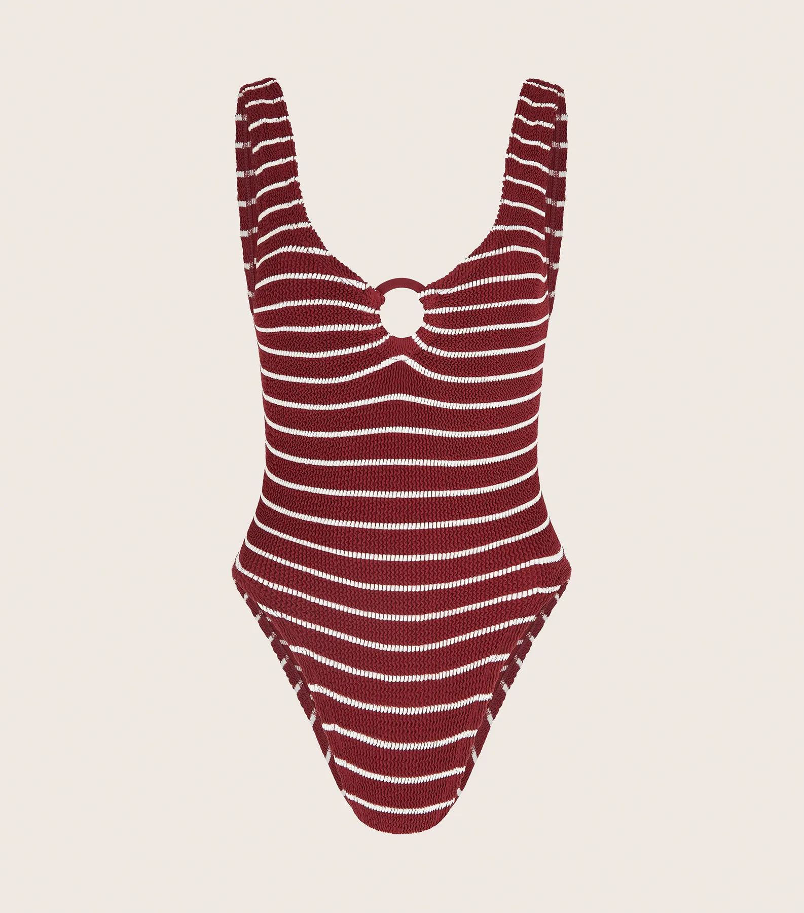 Celine Swim With Tonal Hoops - Wine/White Stripe