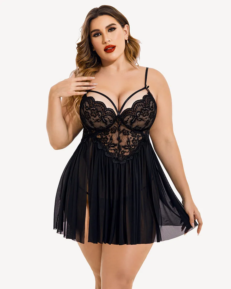 Chic Plus Size V-Neck Babydolls with Flattering Mesh Side Slits