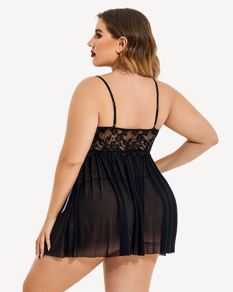Chic Plus Size V-Neck Babydolls with Flattering Mesh Side Slits