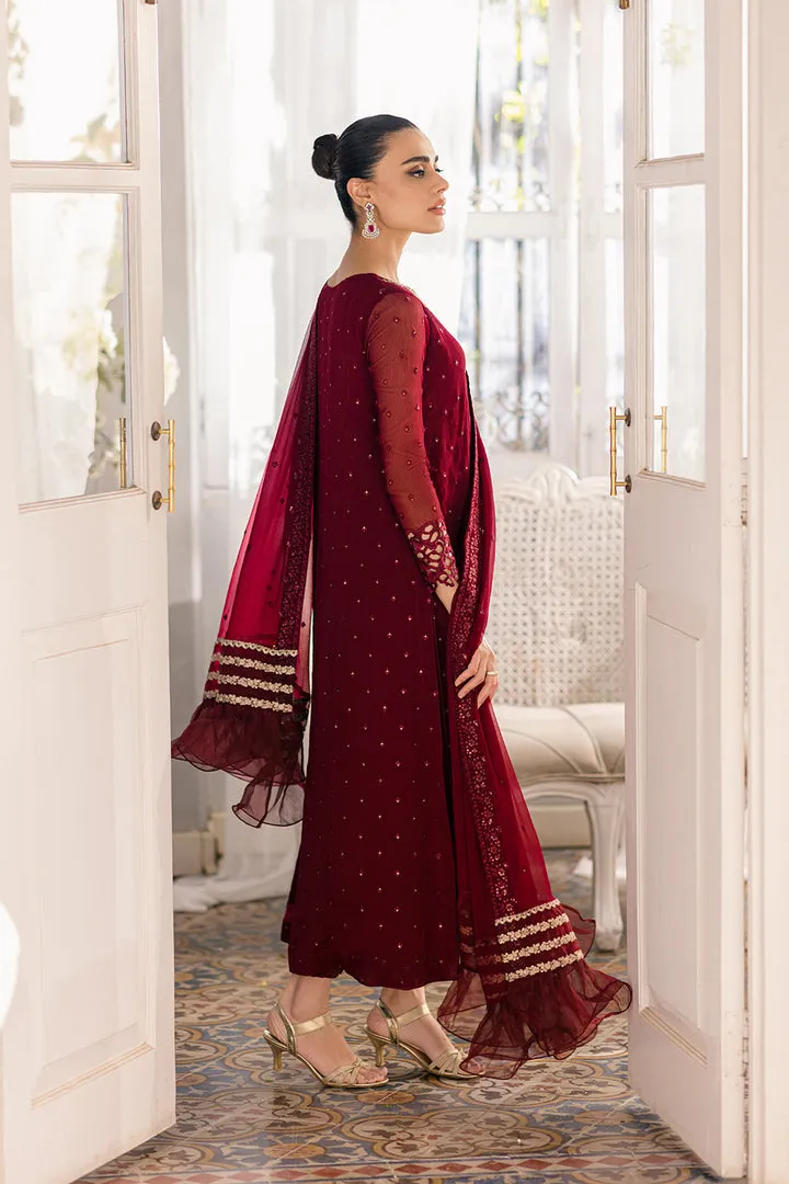 Chiffon Embroidered Maroon Shade Pakistani Salwar Kameez Suit