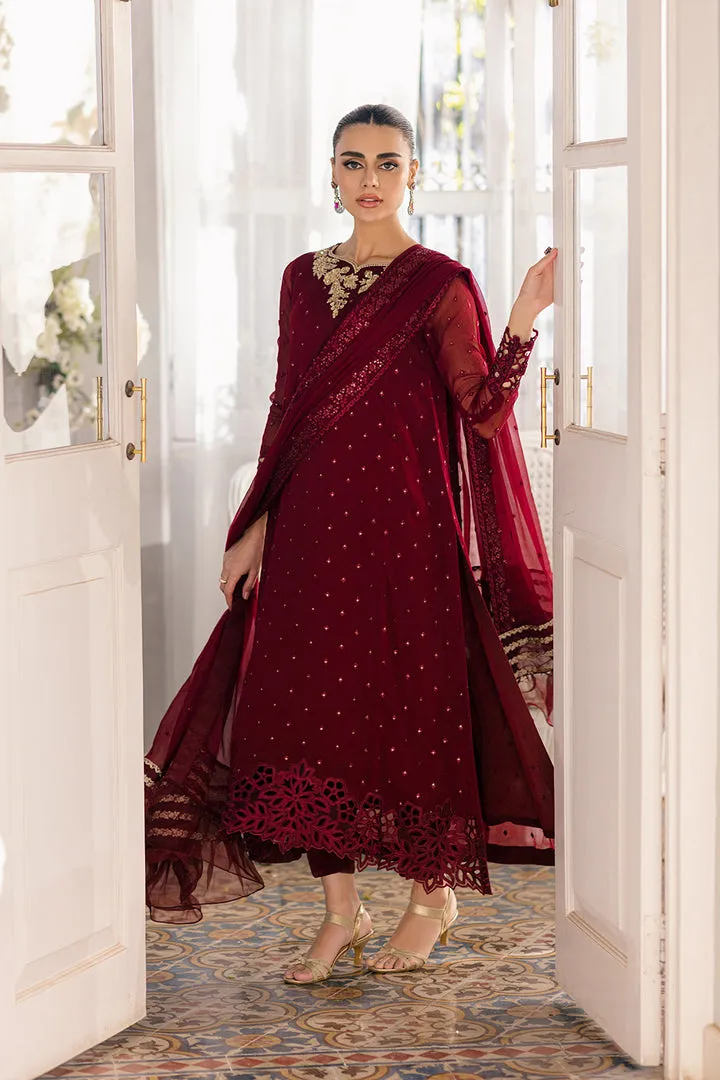 Chiffon Embroidered Maroon Shade Pakistani Salwar Kameez Suit