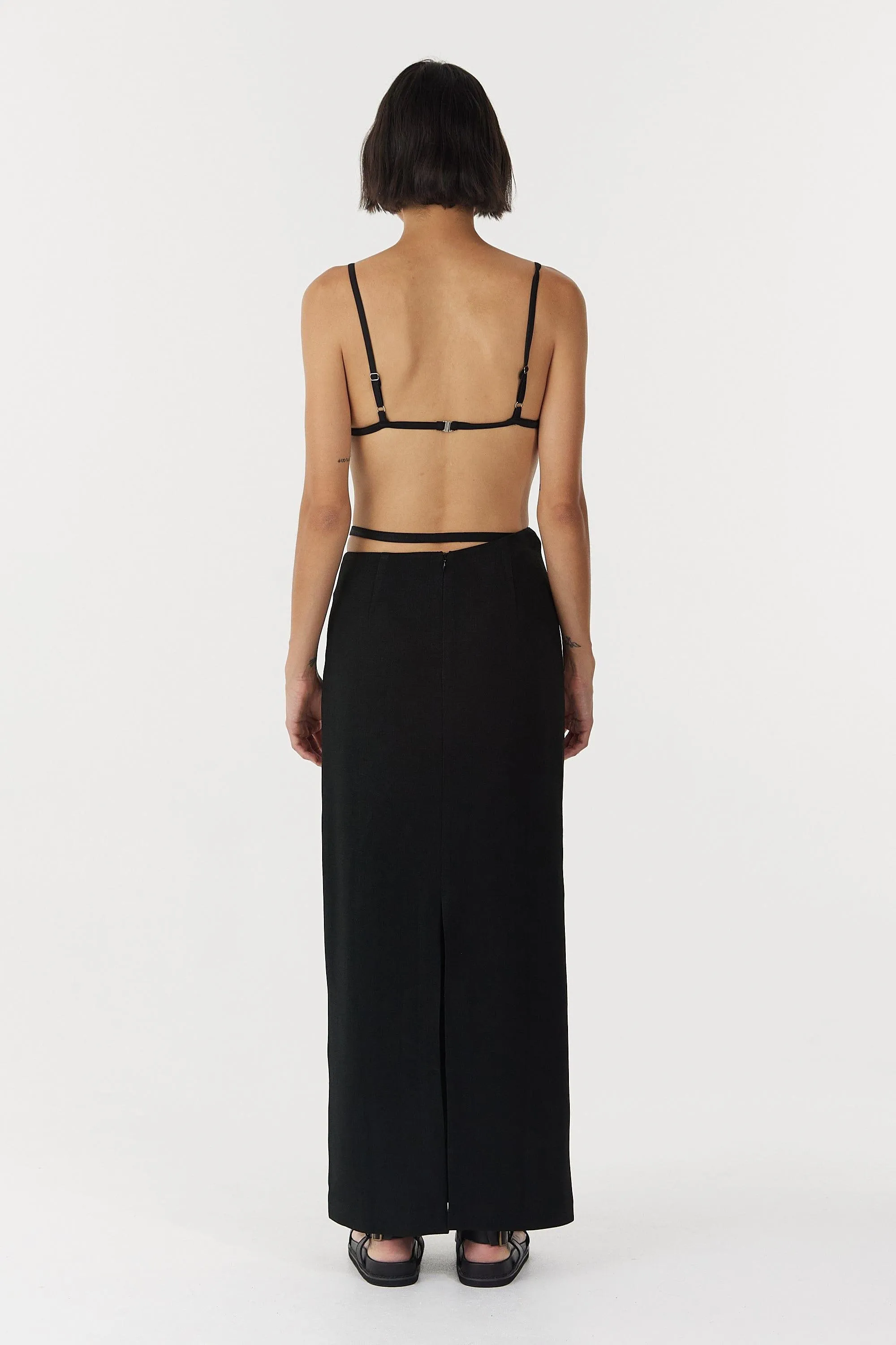 CHROME VISION ASYMMETRIC SKIRT | BLACK