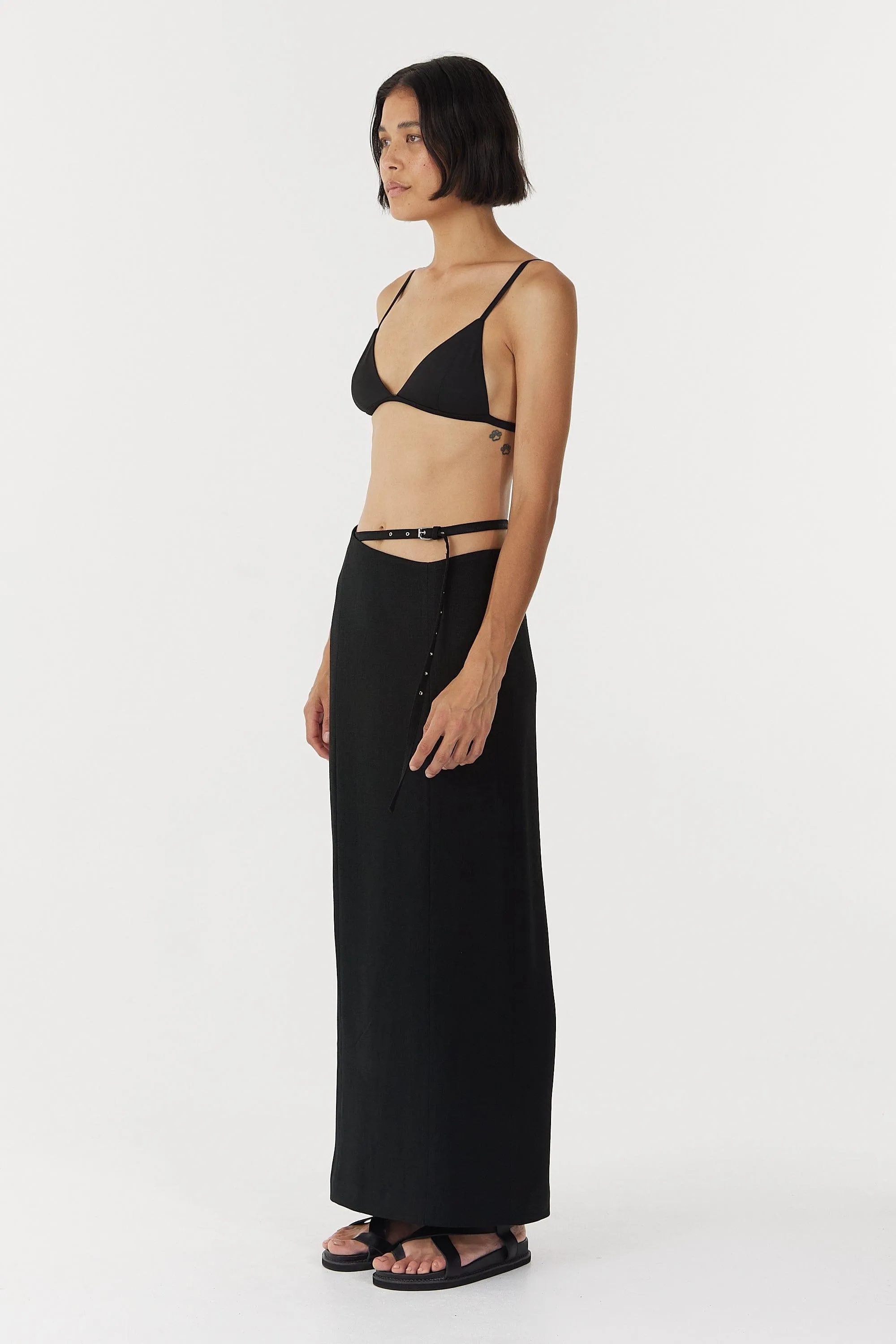 CHROME VISION ASYMMETRIC SKIRT | BLACK