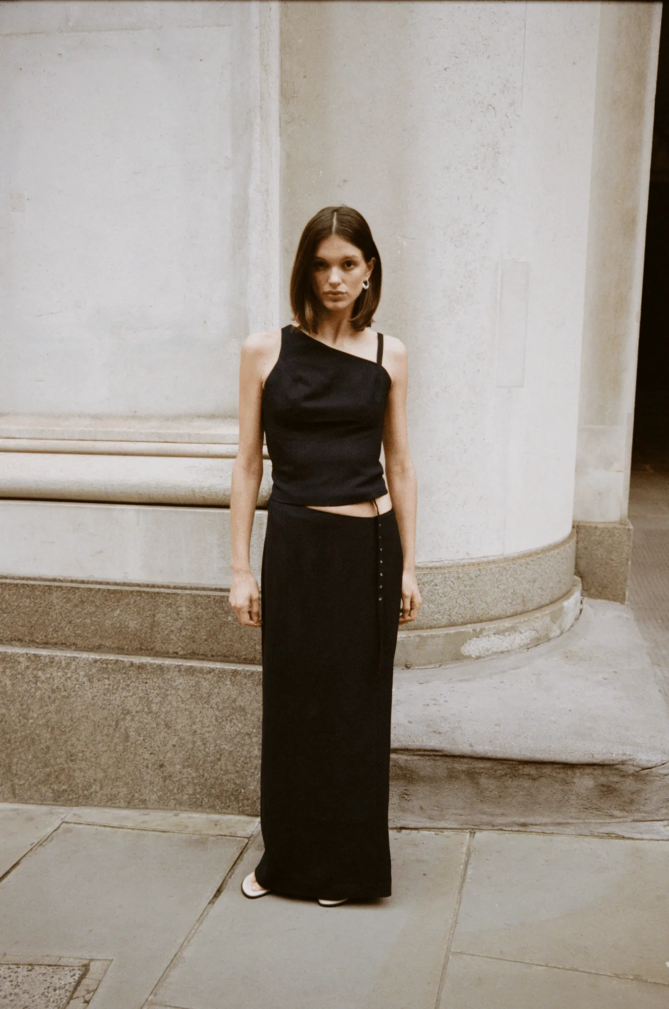 CHROME VISION ASYMMETRIC SKIRT | BLACK