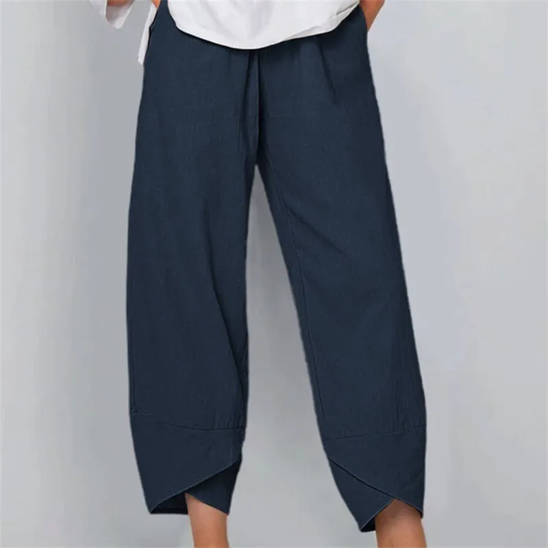 Clara High-Waisted Wide-Leg Cropped Linen Pants