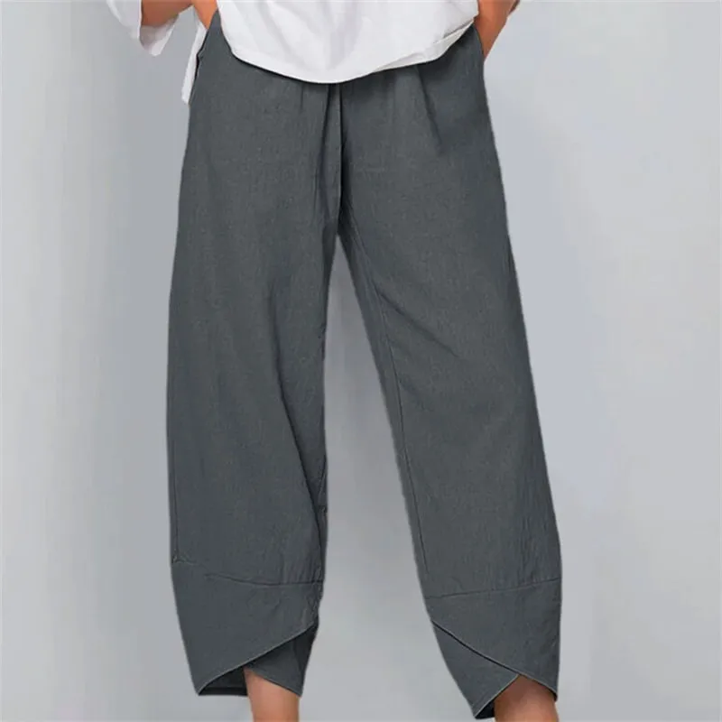 Clara High-Waisted Wide-Leg Cropped Linen Pants