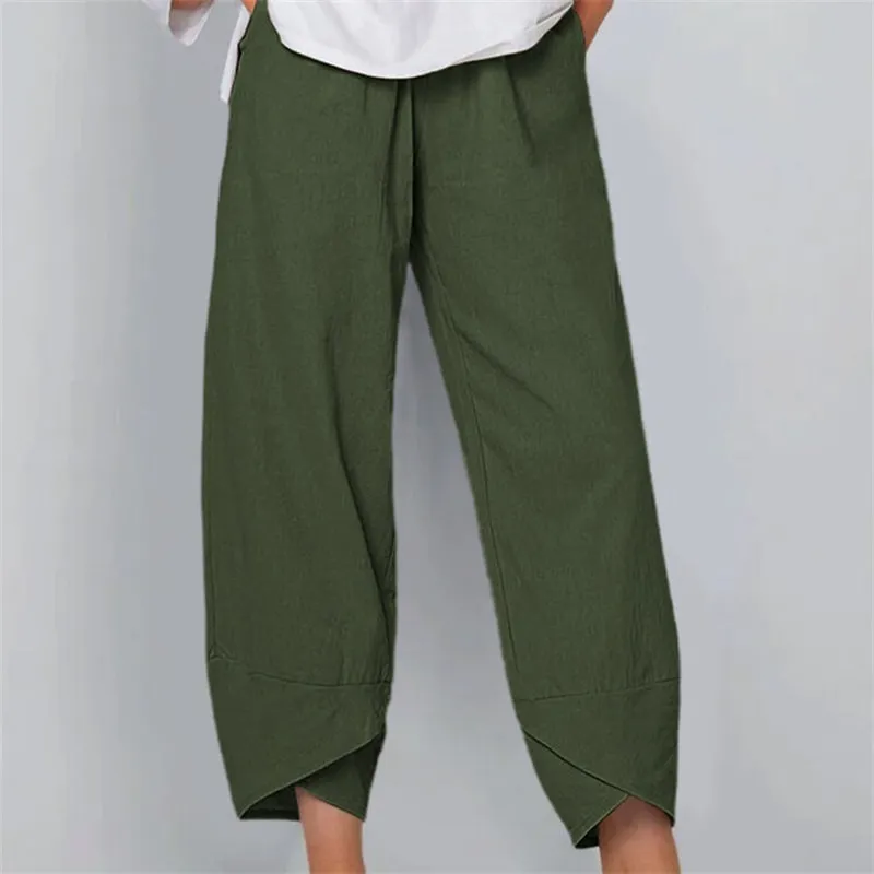 Clara High-Waisted Wide-Leg Cropped Linen Pants