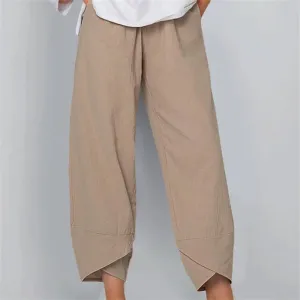 Clara High-Waisted Wide-Leg Cropped Linen Pants