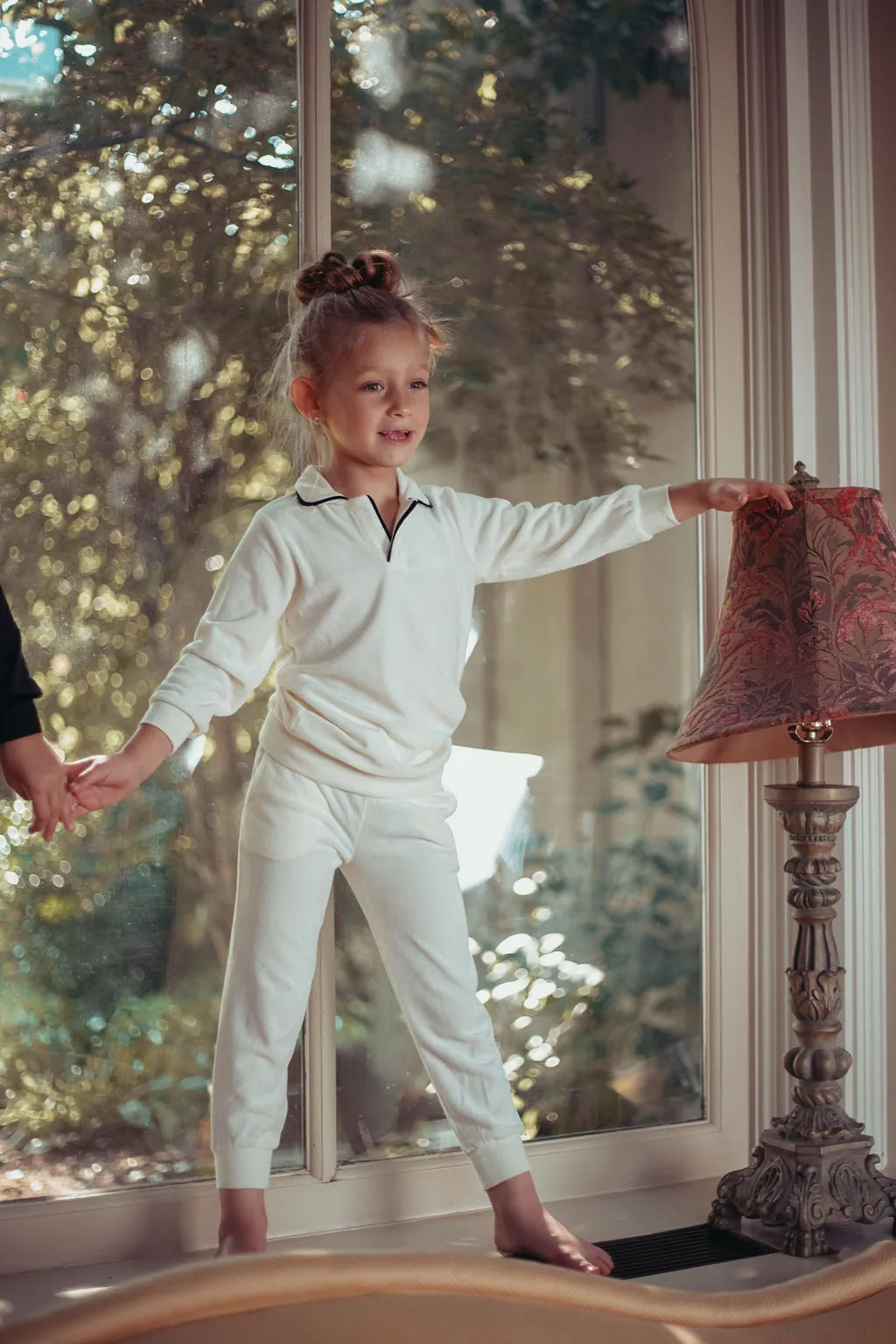 Coco Blanc Cream with Black Velour Pajamas