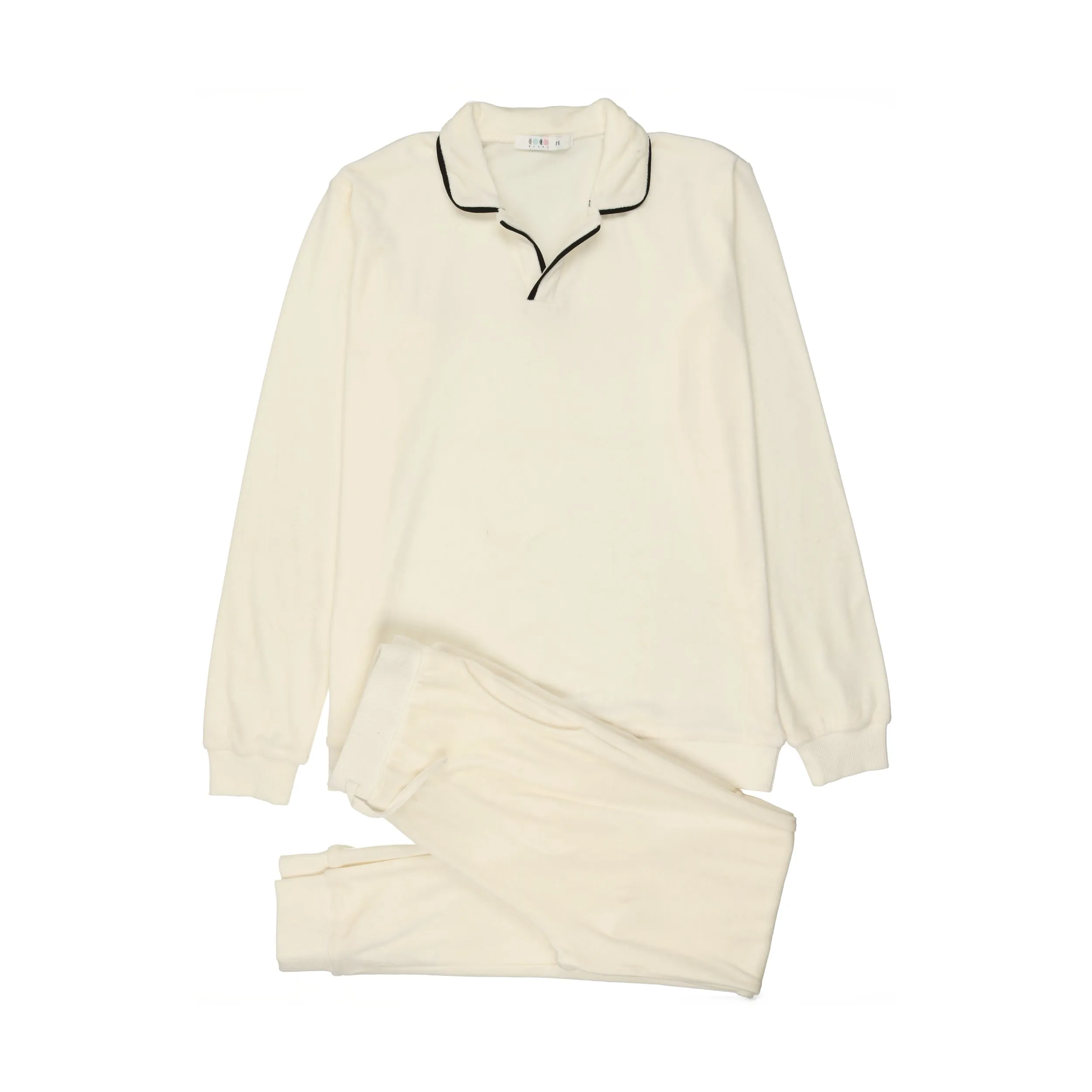 Coco Blanc Cream with Black Velour Pajamas