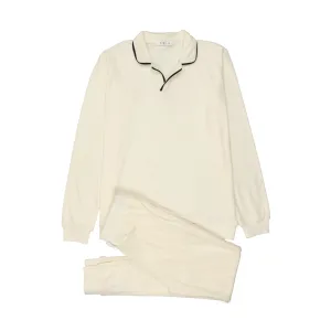 Coco Blanc Cream with Black Velour Pajamas