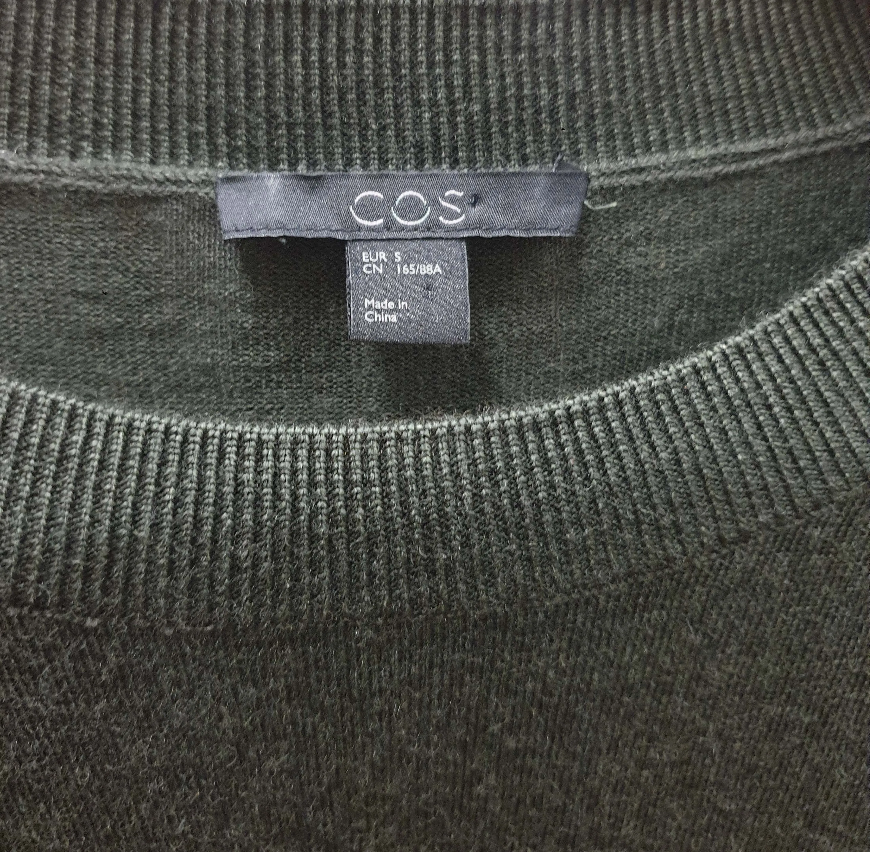 Cos green wool mix long sleeve dress size S