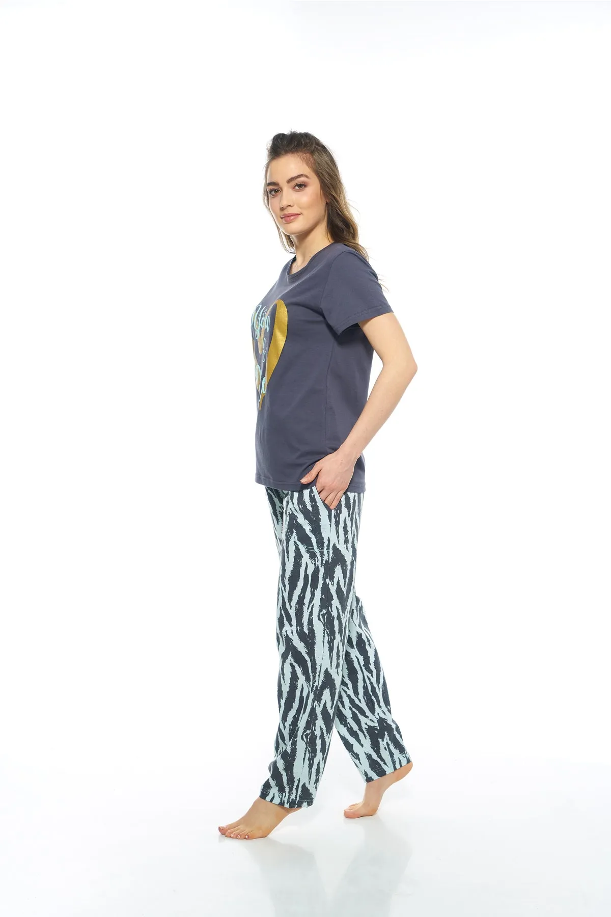 Cotton Pyjama Set with Matching Eye Mask - Zebra Design