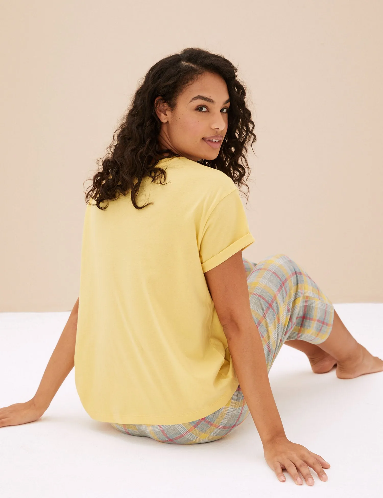 Cotton Rich Sunshine Cropped Pyjama Set