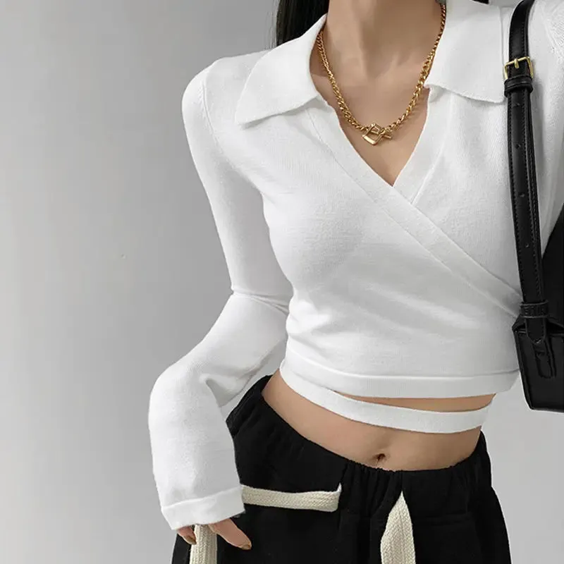 Cross Bandage V-Neck Top