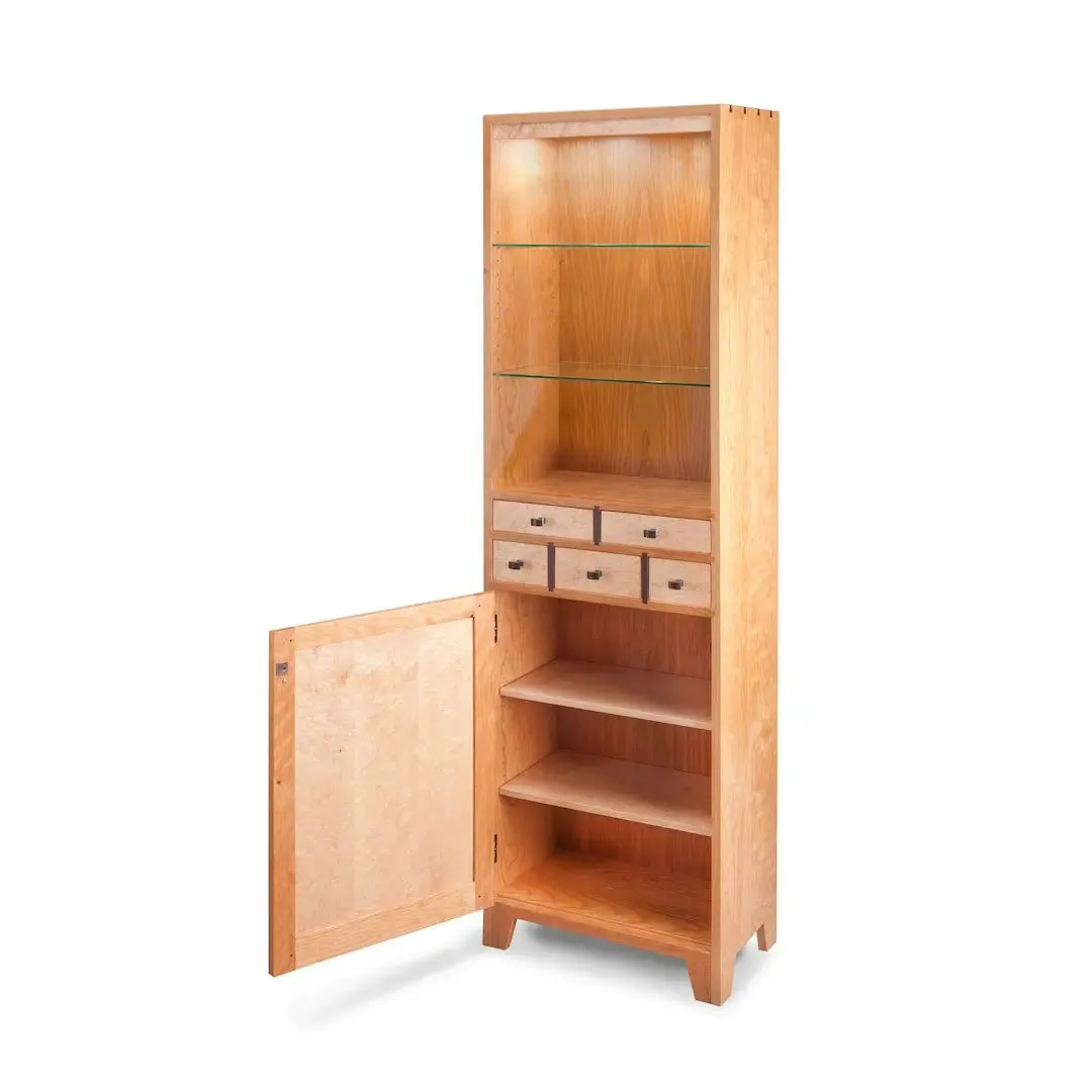 Curio Cupboard with Birdseye Maple Wood by Thomas William Furniture