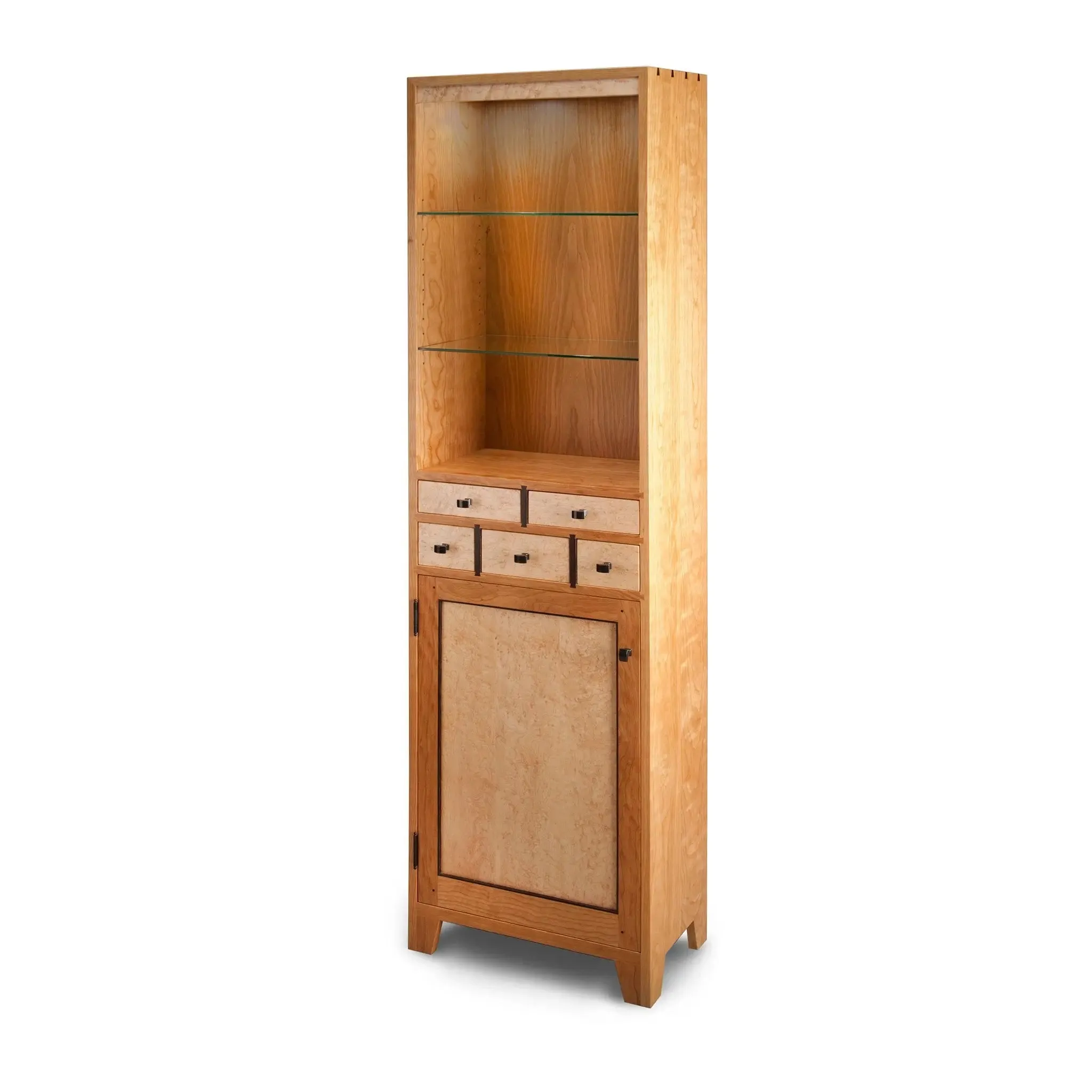 Curio Cupboard with Birdseye Maple Wood by Thomas William Furniture