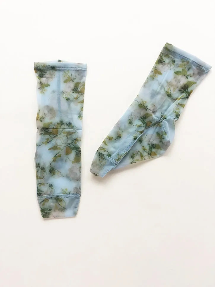 Darner Mesh Socks, Powder Blue Rosendals Floral