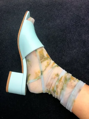 Darner Mesh Socks, Powder Blue Rosendals Floral