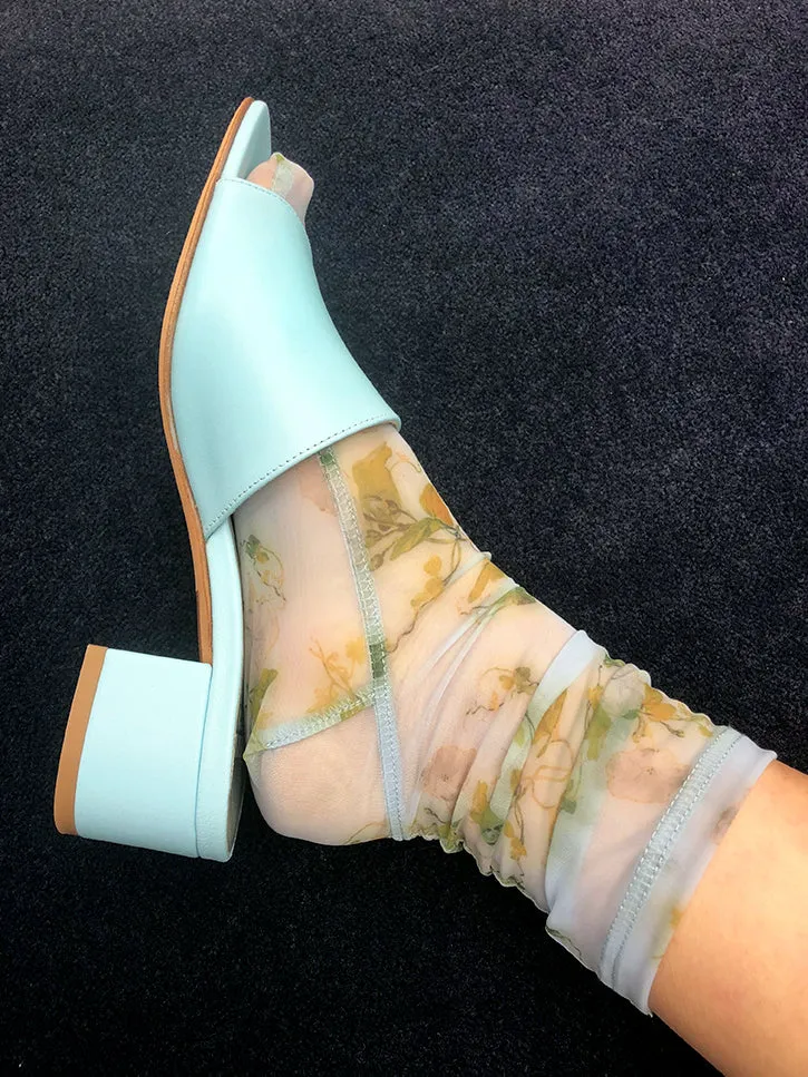 Darner Mesh Socks, Powder Blue Rosendals Floral