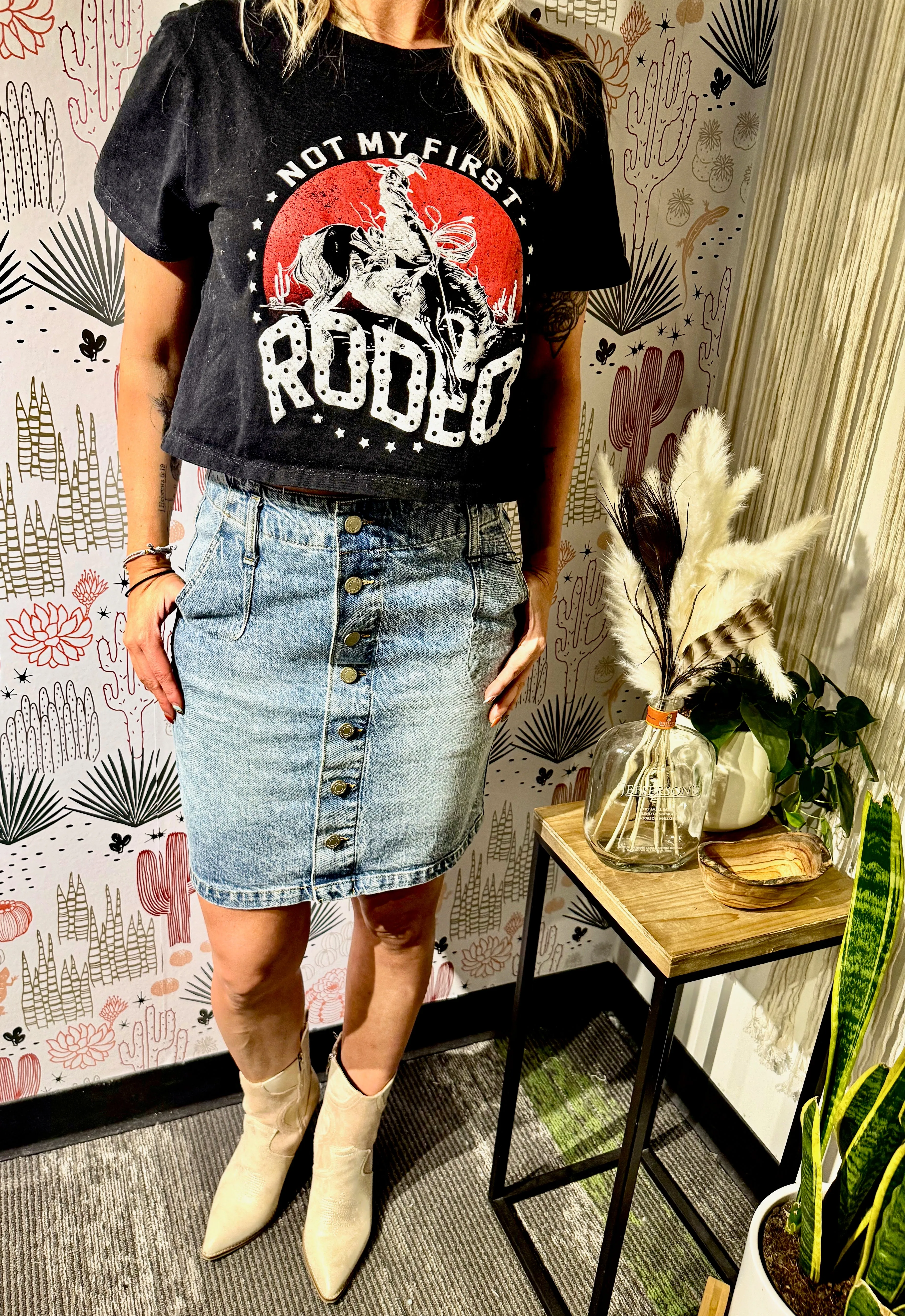 Denim Button Down Mini Skirt