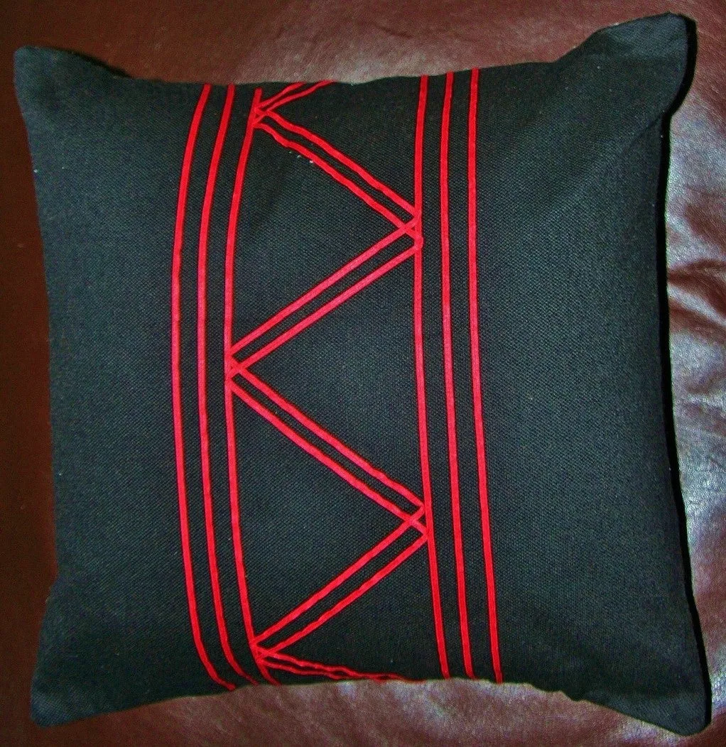 Designer African Tribal Pillow Handmade Black Red South Africa