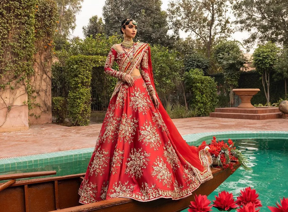Designer Embellished Heavy Red Lehenga Choli #BN1275