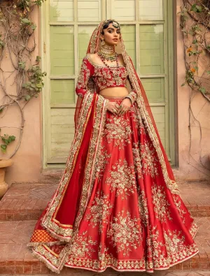 Designer Embellished Heavy Red Lehenga Choli #BN1275