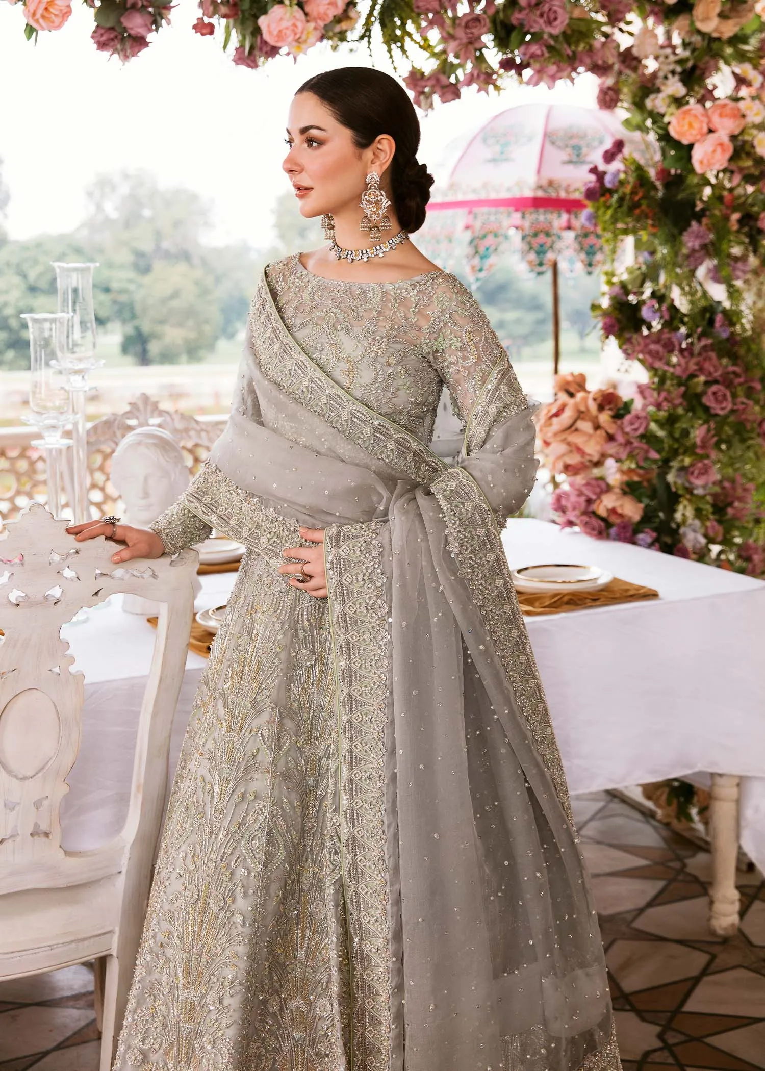 Designer Grey Lehenga Choli Pakistani Wedding Dresses