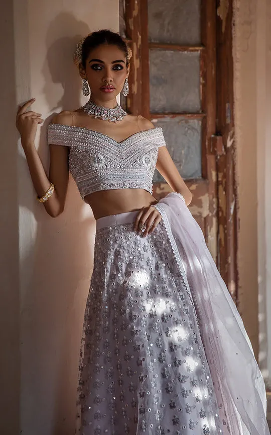 Designer White Embroidered Lehenga For Bride #BN1250