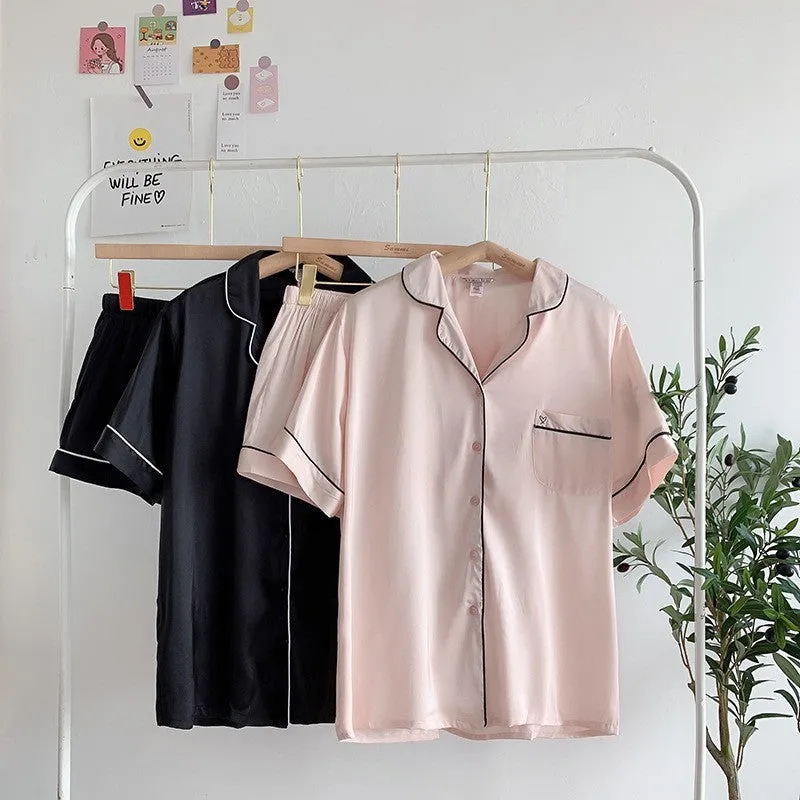 DISANGNI Contra Short Silk Pajama Set