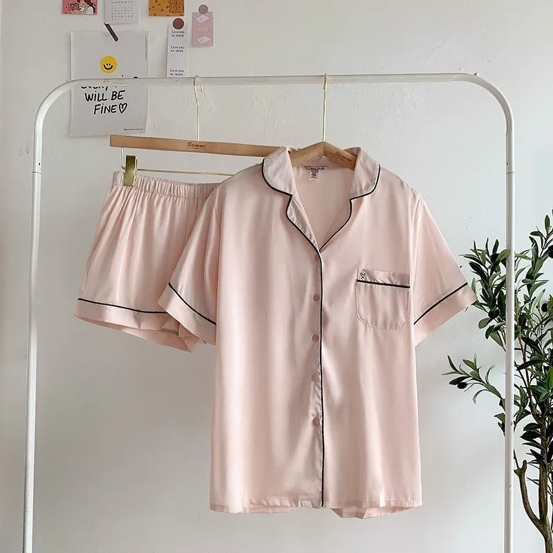 DISANGNI Contra Short Silk Pajama Set
