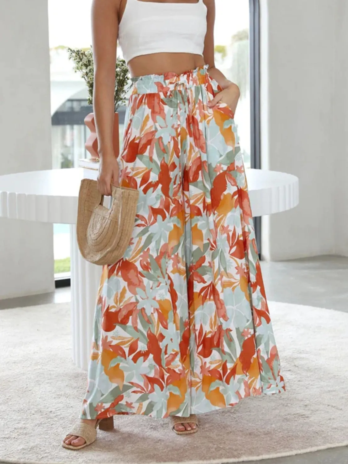 Elegant Printed wide leg pants outfit