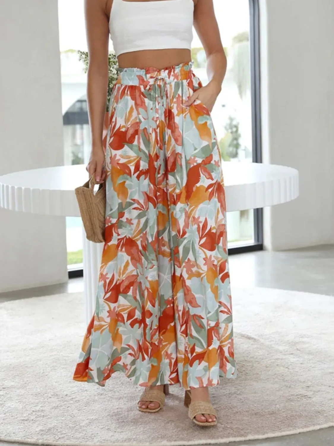 Elegant Printed wide leg pants outfit