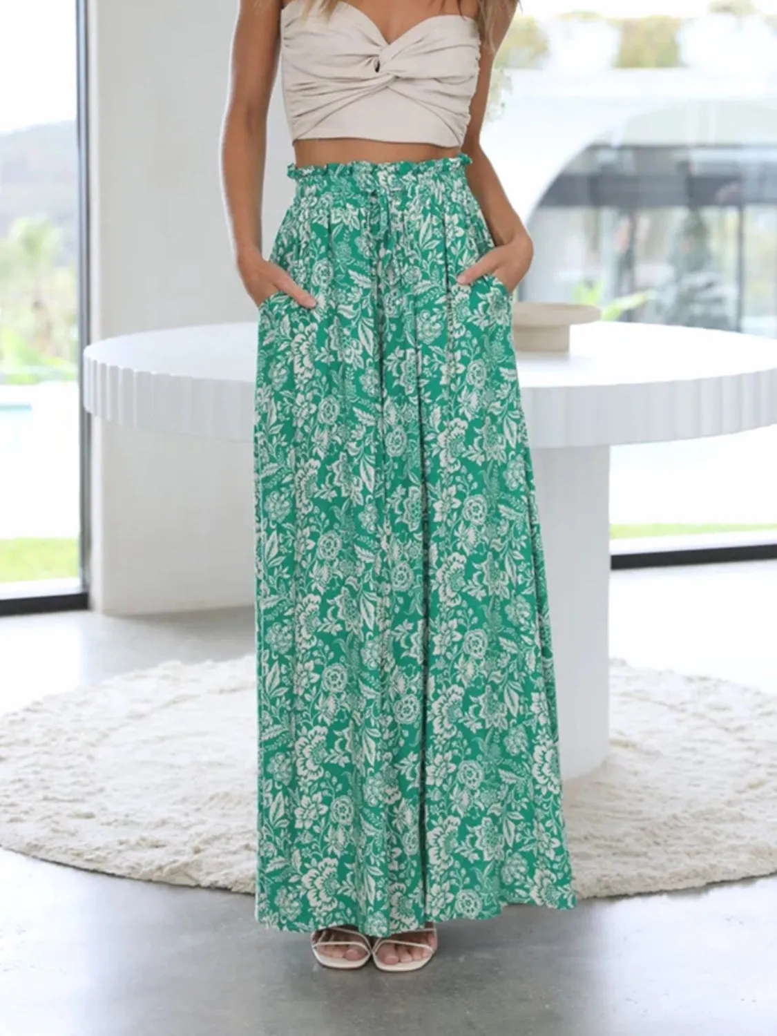Elegant Printed wide leg pants outfit