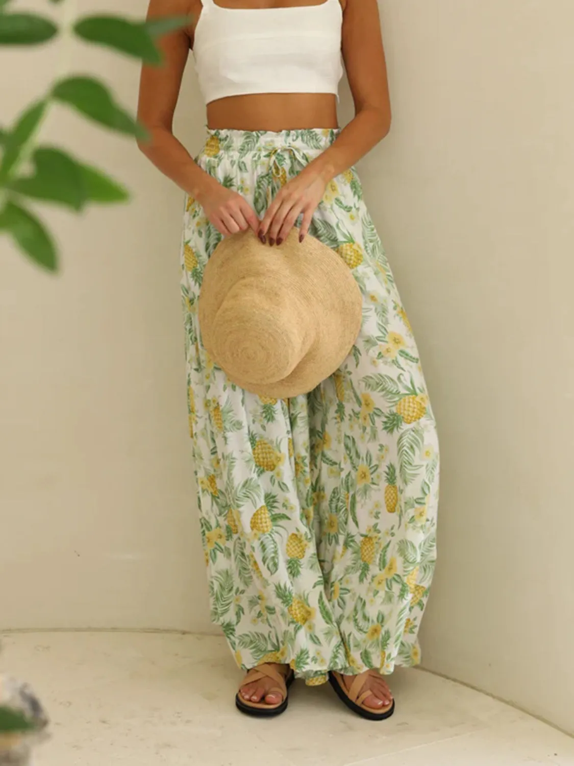 Elegant Printed wide leg pants outfit