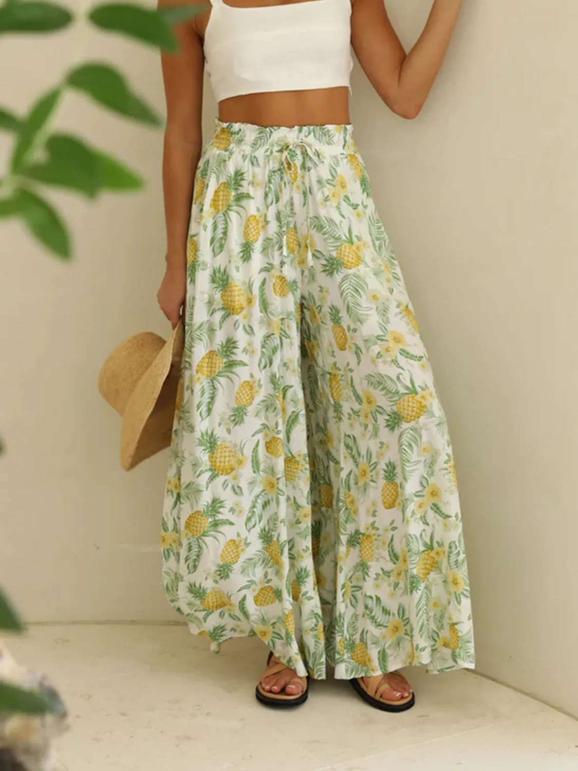 Elegant Printed wide leg pants outfit