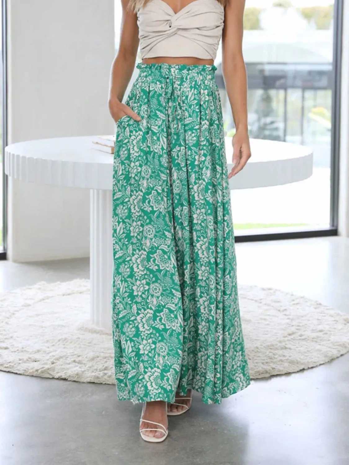 Elegant Printed wide leg pants outfit