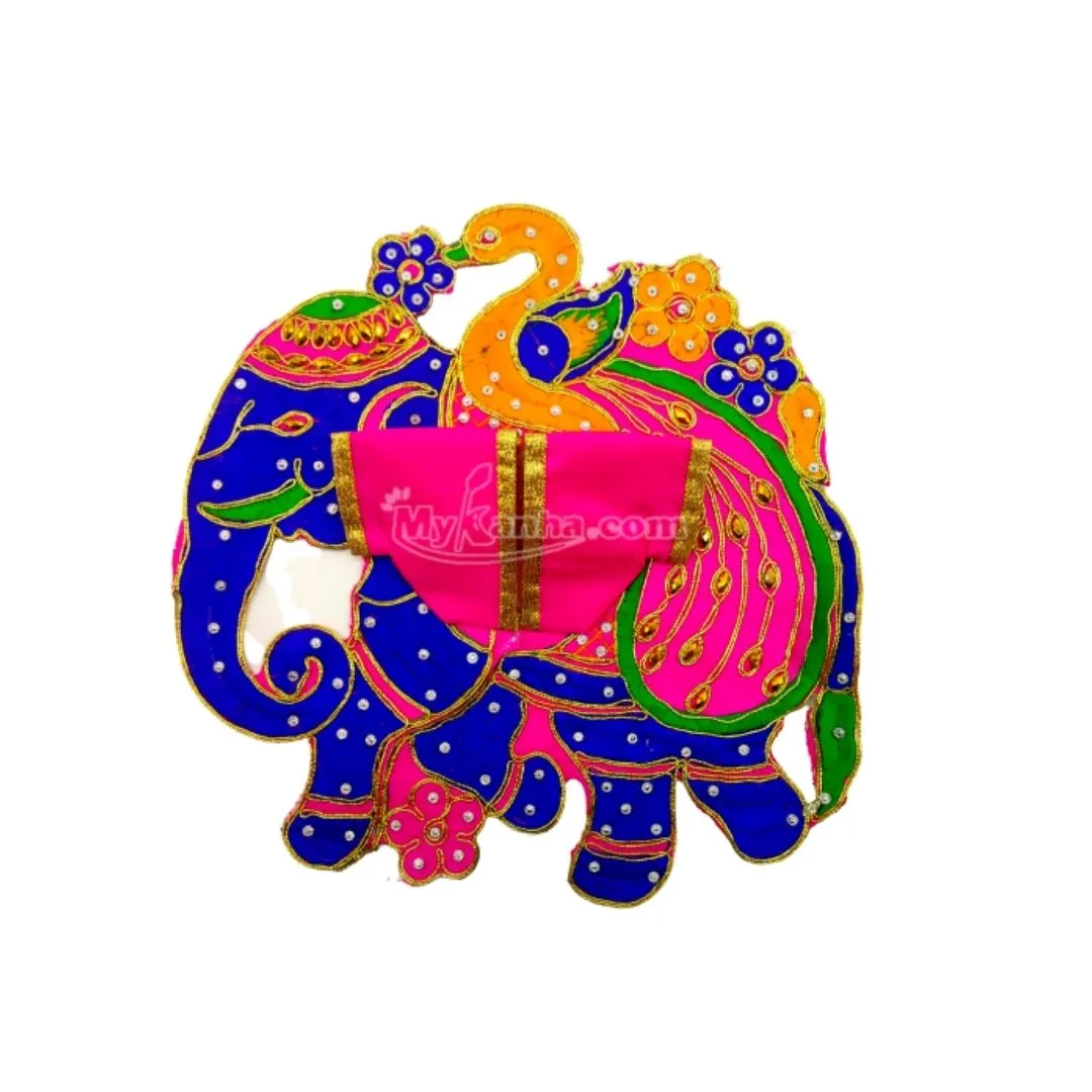Elephant Design Thakur Ji Blue Poshak With Heavy Work